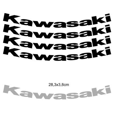 Kit 4 Adesivos Roda Interna Moto Kawasaki Preto Preto