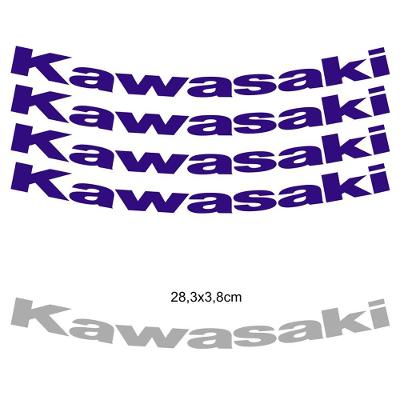 Kit 4 Adesivos Roda Interna Moto Kawasaki Azul Azul