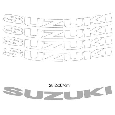 Kit 4 Adesivos Roda Interna Moto Suzuki Branco Branco