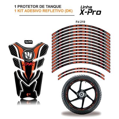 Combo Protetor Adesivo Tanque E Aro Moto Haojue Dk 150 Laranja Preto Vermelho
