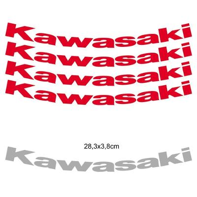 Kit 4 Adesivos Roda Interna Moto Kawasaki Vermelho Vermelho