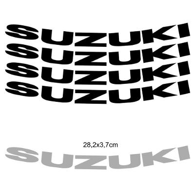 Kit 4 Adesivos Roda Interna Moto Suzuki Preto Preto