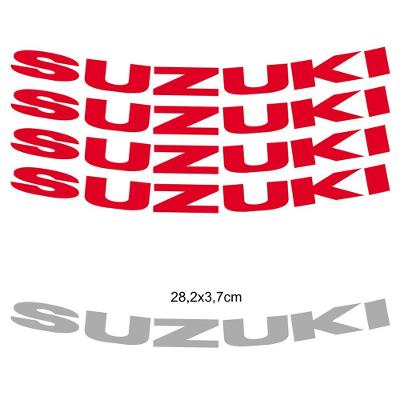 Kit 4 Adesivos Roda Interna Moto Suzuki Vermelho Vermelho