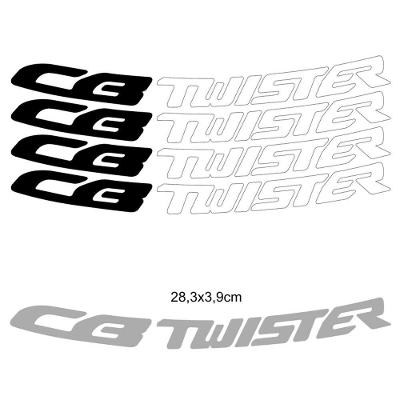 Kit 4 Adesivos Roda Interna Moto Honda Cb Twister Preto Preto
