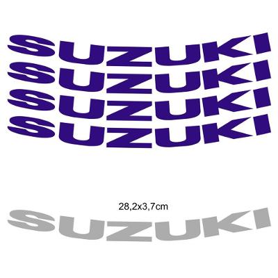 Kit 4 Adesivos Roda Interna Moto Suzuki Azul Azul
