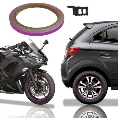 Friso De Roda Adesivo Não Refletivo Carro Aro Moto Honda Yamaha Suzuki Roxo