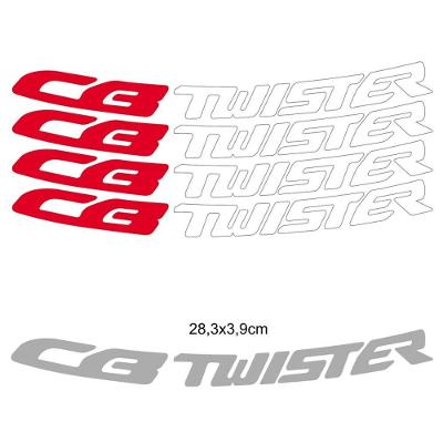 Kit 4 Adesivos Roda Interna Moto Honda Cb Twister Vermelho Vermelho
