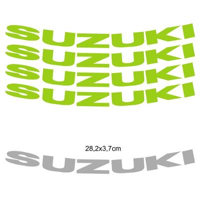 Kit 4 Adesivos Roda Interna Moto Suzuki Verde Verde