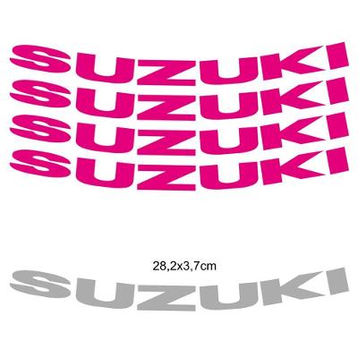 Kit 4 Adesivos Roda Interna Moto Suzuki Pink Pink