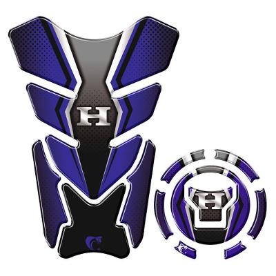 Kit Adesivo Resinado Protetor Tanque E Bocal Moto Honda Acima 2018 Azul E Preto