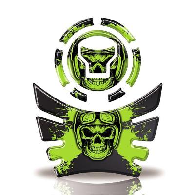 Kit Protetor Tanque E Bocal Moto Honda Acima 2018 Caveira Verde
