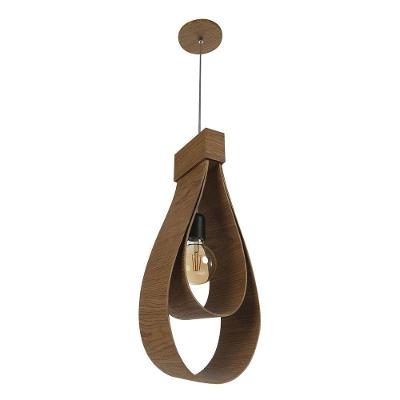 Lustre Pendente Madeira Drop 40cm - 1 Luz Cor:freijó