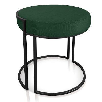 Puff Love Suede Verde Base Industrial Preto - D´rossi