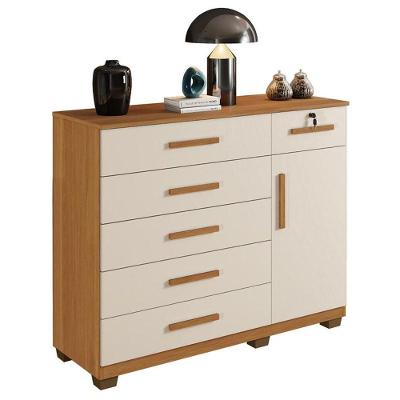 Comoda Milão Quarto Com 6 Gavetas E 1 Porta Cinamomo/off White Cinamomo/off White