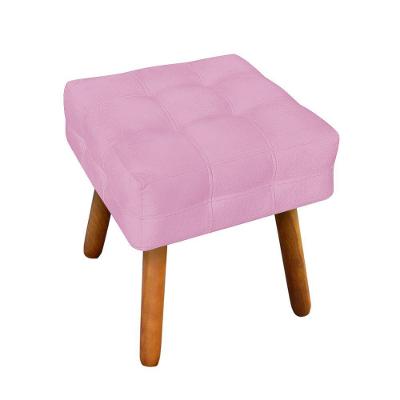 Puff Elisa Suede Rosa Bebê Pés Palito Castanho