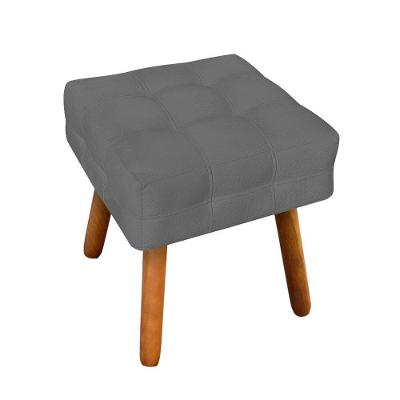Puff Elisa Suede Grafite Pés Palito Castanho