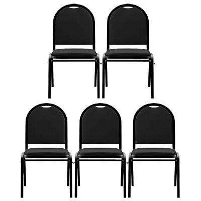 Kit 5 Cadeiras Hoteleiras Auditório Sintético Preto