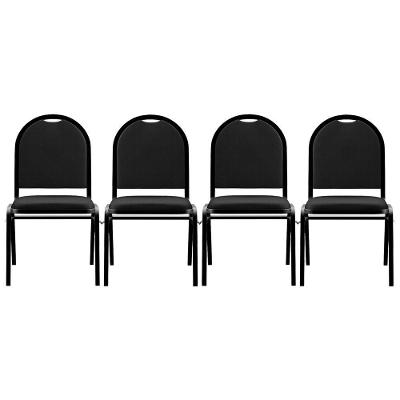 Kit 4 Cadeiras Hoteleiras Auditório Sintético Preto