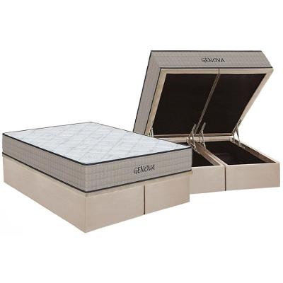 Cama Box Baú King: Colchão Espuma D45 Orthoflex Genova + Base CRC Suede Clean(193x203)