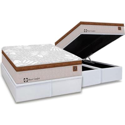 Cama Box Baú Queen: Colchão Molas Sealy Lfk Sealy Royal Comfort Plus + Base White(158X198)