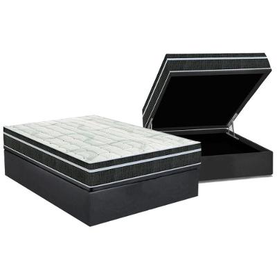 Cama Box Baú Casal: Colchão Molas Orthoflex Bonnel Venezia + Base CRC Suede Gray(138x188)
