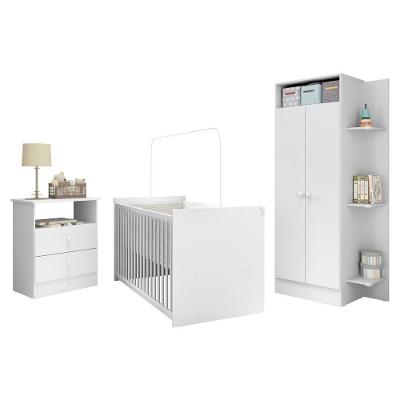 Jogo De Quarto Infantil Trevalla Móveis Pom Pom 3 Peças Branco Branco