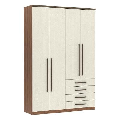 Guarda Roupa 4 Portas 4 Gavetas 156,5cm Vanilla Com Linho