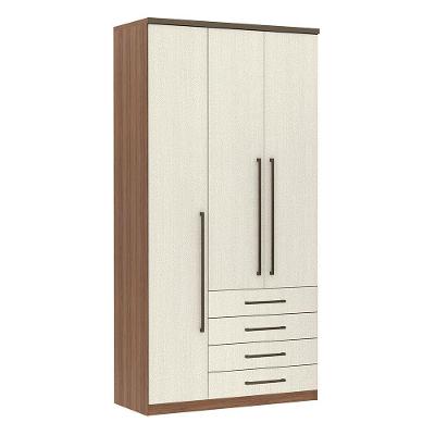 Guarda Roupa 3 Portas 4 Gavetas 118cm Vanilla Com Linho