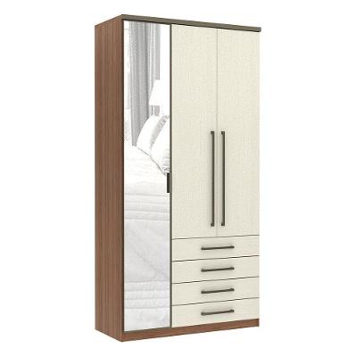 Guarda Roupa 3 Portas Alumínio 118cm Vanilla Com Linho