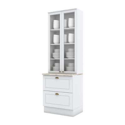 Cristaleira 02 Portas 02 Gavetas 71,5 Cm Americana Henn Branco Hp