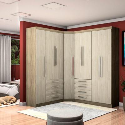 Guarda Roupa De Canto 8 Portas Avelã Rústico Com Ártico