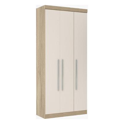 Guarda Roupa 3 Portas 2 Gavetas Avelã Rústico Com Areia
