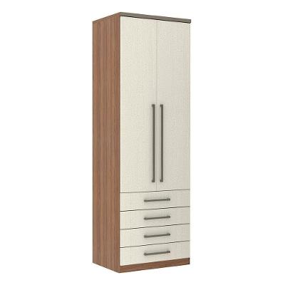 Guarda Roupa 2 Portas 4 Gavetas 79cm Vanilla Com Linho