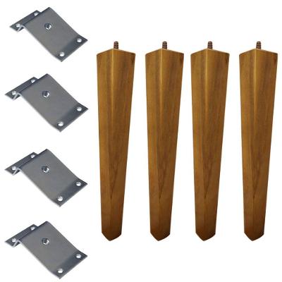 4 Pés Palito Quadrado Madeira 30Cm E 4 Chapinhas Aço Inclinada 15º Mel/Zincado G75 / G59 - Gran Belo