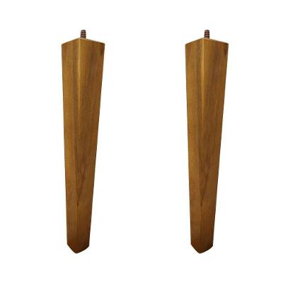 Kit 2 Pés Palito Quadrado Madeira 30Cm Para Poltrona Mesa Lateral Puff Mel G75 - Gran Belo