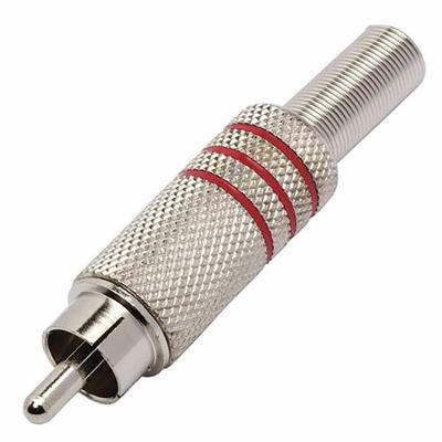 Plug Especial Rca Metalico Vermelho com Mola