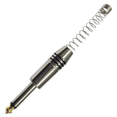Plug P10 Mono com Mola Espacada Preto com Ponta Gold