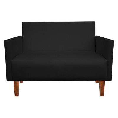 Sofá Retrô Namoradeira 02 Lugares Corino Preto D´rossi
