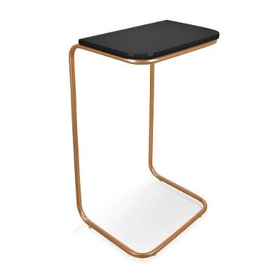 Mesa Lateral Tampo Multiuso Para Sofá Base Dourado - D'rossi Cor Preto