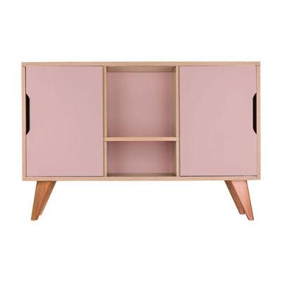 Buffet Aparador Retrô Com 2 Portas Murano Carvalho E Rosa