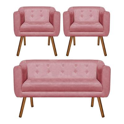 Kit Sofá Namoradeira 02 Lugares e 02 Poltronas Júlia Rose