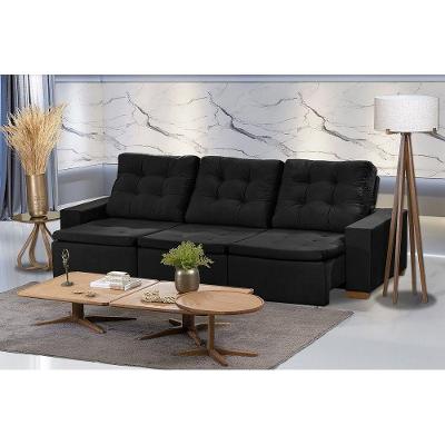 Sofá Modular 6 Lugares 3.05M Retrátil E Reclinável Preto