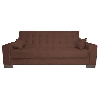 Sofá Cama 2 Lugares para Sala de Estar Lisboa Suede Marrom