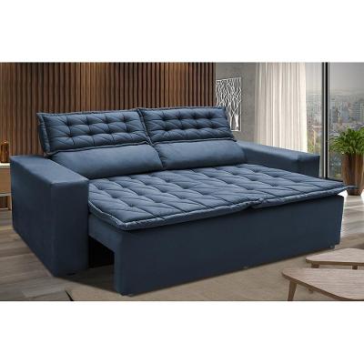 Sofá Retrátil E Reclinável Cama Inbox Slim 1,50m Tecido Suede Velusoft Azul