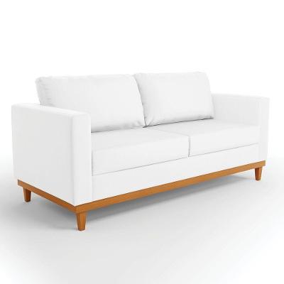 Sofá 03 Lugares Juliette Corino Branco Base Madeira Castanho