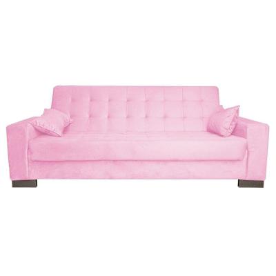 Sofá Cama 2 Lugares para Sala de Estar Lisboa Suede Rosa Bebê