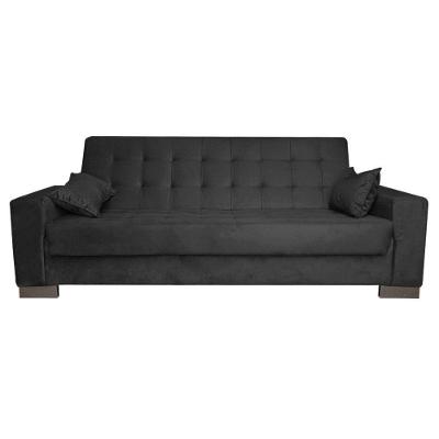 Sofá Cama 2 Lugares para Sala de Estar Lisboa Suede Preto