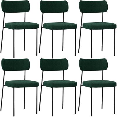 Kit 06 Cadeiras Estofadas Para Sala De Jantar Bouclê Verde