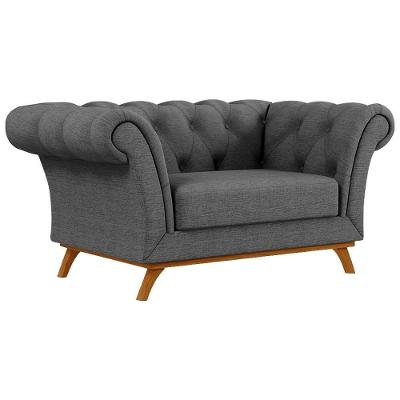 Sofá 150cm 1 Lugar Base Madeira C-416 Cinza Escuro