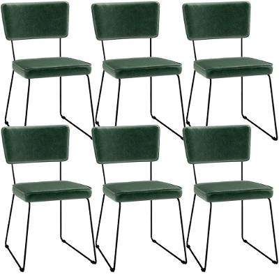 Kit 6 Cadeiras Estofada Sala De Jantar Base Aço Facto Verde Musgo